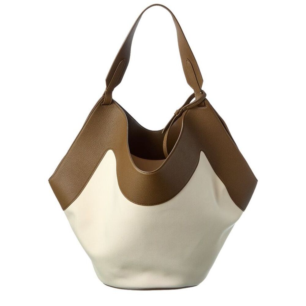 Khaite Lotus Medium Canvas & Leather Tote, Green - Picture 2 of 5